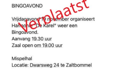 Verplaatst – 19 November 2021 – Bingo